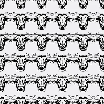 Pattern hipster bull head. Stock Illustration