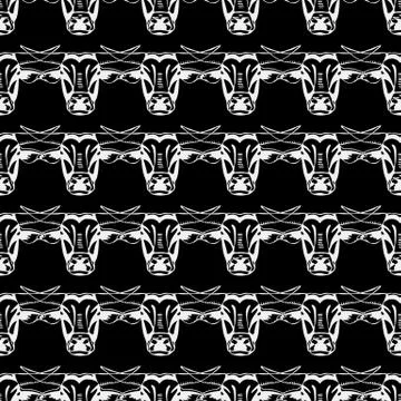 Pattern hipster bull head. Illustrazione stock