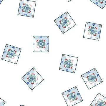 Pattern historic azulejos ornament tile cartoon vector Stock Illustration