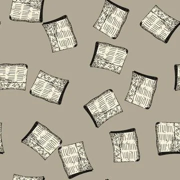 Pattern history old newspaper sketch hand drawn Illustrazione stock