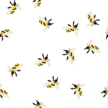 Pattern hive bee cartoon vector イラスト素材