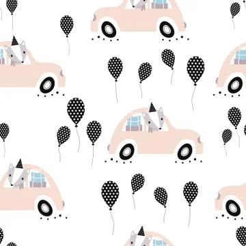 Pattern with holiday car Stock Illustration