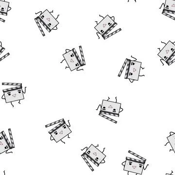 Pattern hollywood clapper board character cartoon vector Stock Illustration