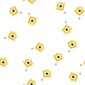 Pattern home bird house cartoon vector Illustrazione stock