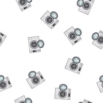 Pattern home washing machine cartoon vector 库存插图