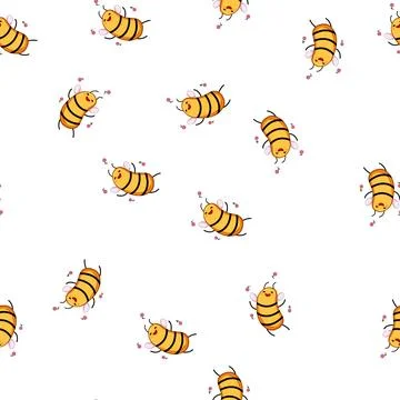 Pattern honey bee character cartoon vector Stock Illustration