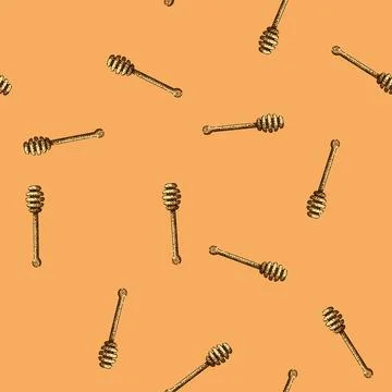 Pattern Honey dipper stick tool drawing kitchen element Stock Illustration