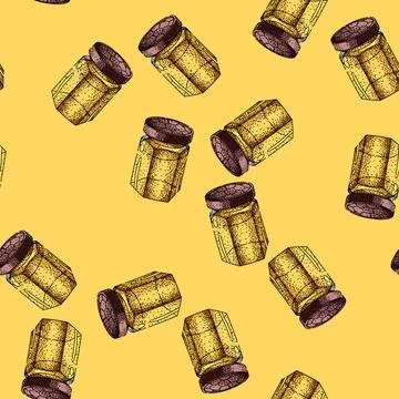 Pattern Honey jar illustration with honeycomb lid design Stock Illustration