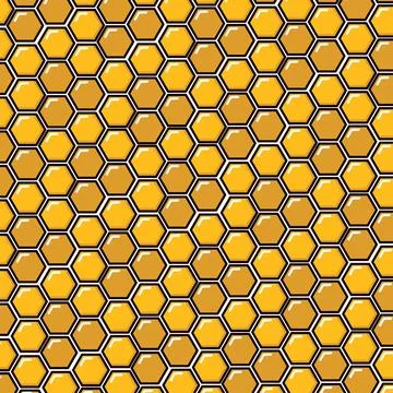 Pattern with honeycombs. Cartoon doodle yellow vector illustration. Perfect Illustrazione stock