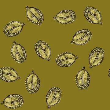 Pattern honor medal sketch hand drawn Stock Illustration