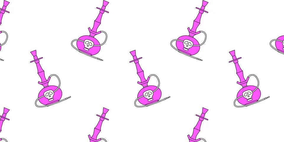 Pattern with hookah and skull on white background Stock Illustration