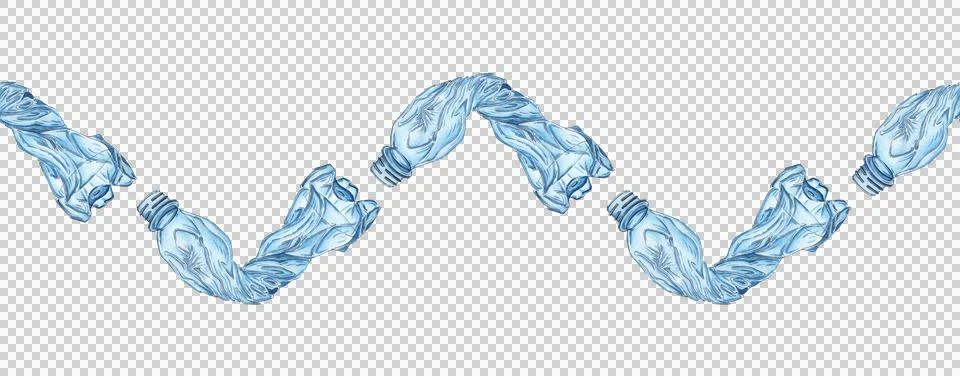 Pattern horizontal plastic bottles watercolor 스톡 일러스트