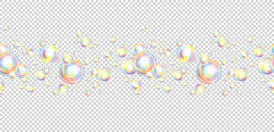 Pattern horizontal soap bubbles foam watercolor イラスト素材