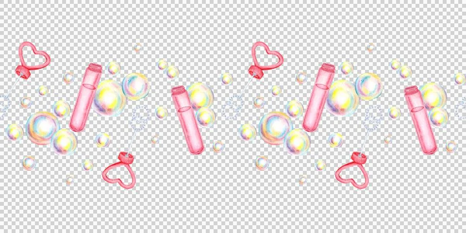 Pattern horizontal soap bubbles watercolor 스톡 일러스트