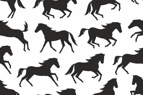 Pattern with horses silhouettes Stock Illustration