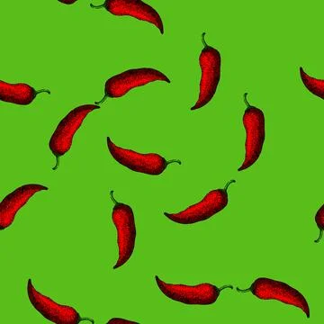 Pattern hot chili pepper sketch hand drawn Illustrazione stock
