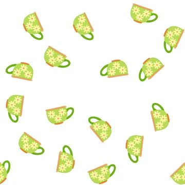 Pattern hot cup ceramic cartoon vector Stock Illustration