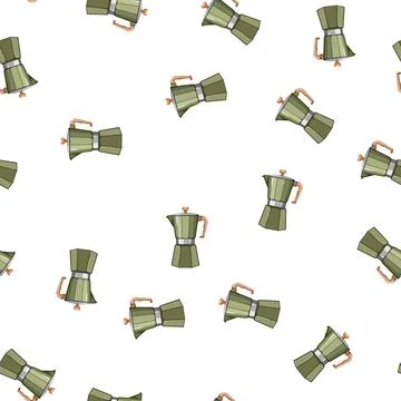 Pattern hot moka pot coffee cartoon vector Stock Illustration