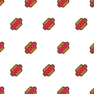Pattern hotdog pixel art design background Stock Illustration
