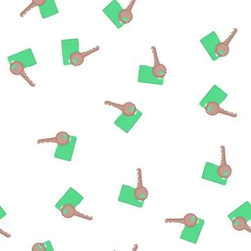 Pattern hotel key with blank green tag Stock Illustration