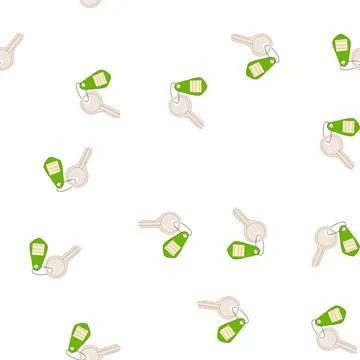 Pattern hotel room key with green tag offering access Stock Illustration