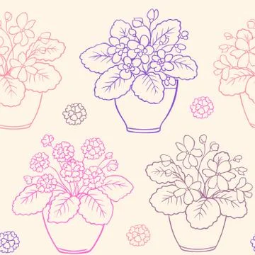 Pattern with houseplants Stock Illustration