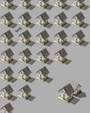 Pattern with houses on a light gray background. models of houses in miniature Stock Photos