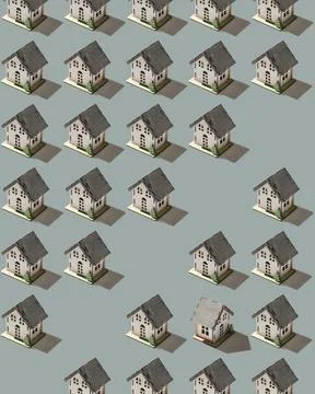 Pattern with houses on a light gray background. models of houses in miniature Stock Photos