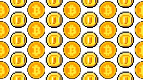 Pattern hscroll loop pixel art coin bitcoin Stock Footage 95821249