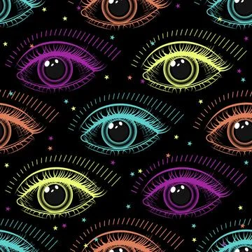 Pattern with human eye. Concept of all seeing eye Stock Illustration