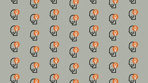 Pattern of Human Heads with Lightbulb Icons. Stock Footage 325384769