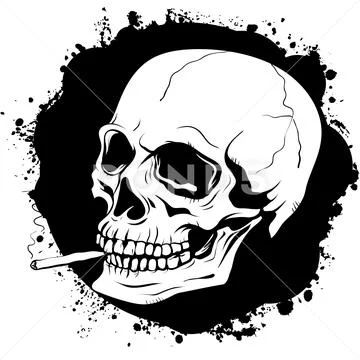 Pattern of human skull with a cigarette Stock Illustration