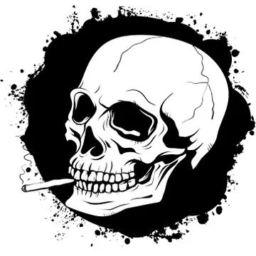 Pattern of human skull with a cigarette Stock Illustration