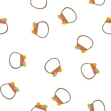 Pattern hunt basket easter cartoon vector Stock Illustration