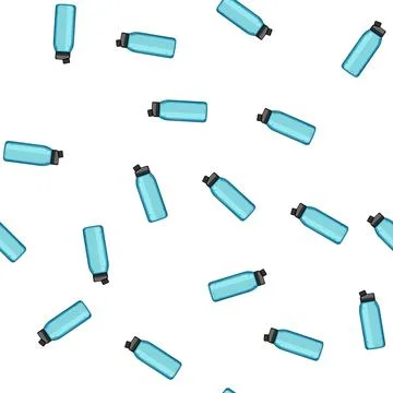 Pattern hydration water bottle reusable cartoon vector Stock Illustration
