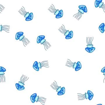 Pattern hydrozoa jellyfish cartoon vector Stock Illustration