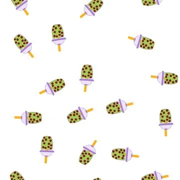 Pattern ice bubble tea cartoon vector Stock Illustration