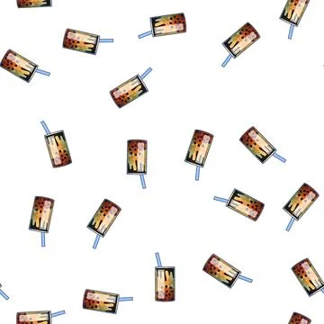 Pattern ice bubble tea cartoon vector Stock Illustration
