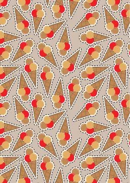 Pattern with ice cream in bright color. Stock Illustration