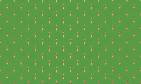 Pattern of ice cream cones on green background Stock Illustration