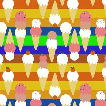 Pattern with ice cream cones. Stock Illustration