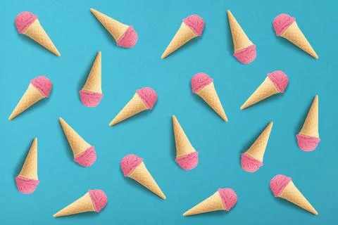 Pattern of ice cream in cones Stock Photos