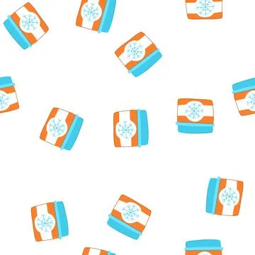 Pattern ice cream container with snowflake packaging design Illustrazione stock