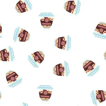 Pattern ice cream dessert cup packaging with blank label Stock Illustration