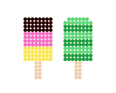 Pattern of ice cream dots. Vector illustration of pixel art Stock Illustration