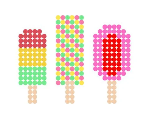 Pattern of ice cream dots. Vector illustration of pixel art Stock Illustration