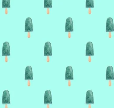 Pattern with ice cream on turquoise background Stock Illustration