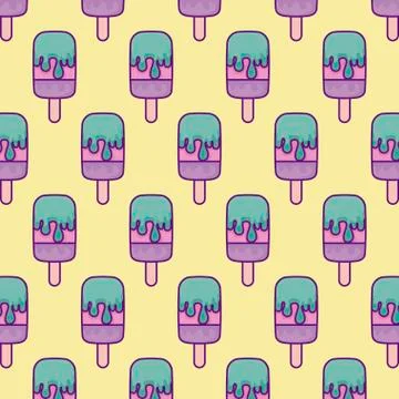 Pattern of ice creams in stick Stock Illustration