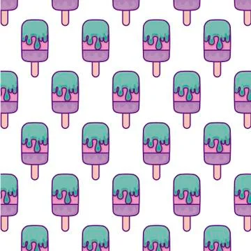 Pattern of ice creams in stick Stock Illustration