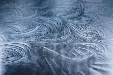 Pattern of ice crystals formed by hoar frost Stock Photos
